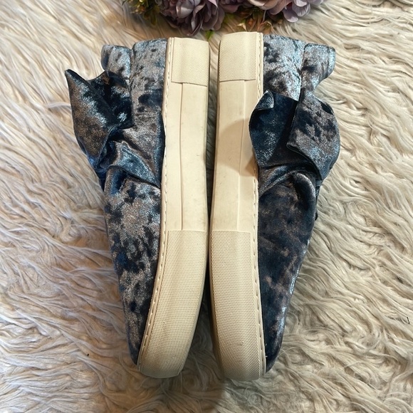 J/Slides Crushed Velvet Blue Annabelle Bow Slide On Sneakers - Picture 6 of 10